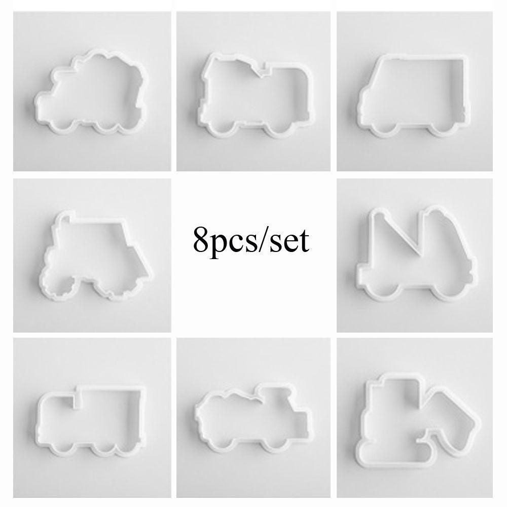 Solighter 8pcs/set Cetakan Biskuit Mobil DIY Alat Dapur Ulang Tahun Bayi Bakery Baking Mold