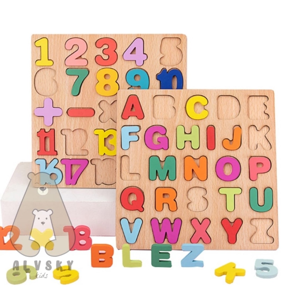 PUZZLE MURAH PUZZLE ABC 123 MURAH / WOODEN PUZZLE ALPHABET NUMBER ANAK / PUZZLE KAYU / JIGSAW PUZZLE