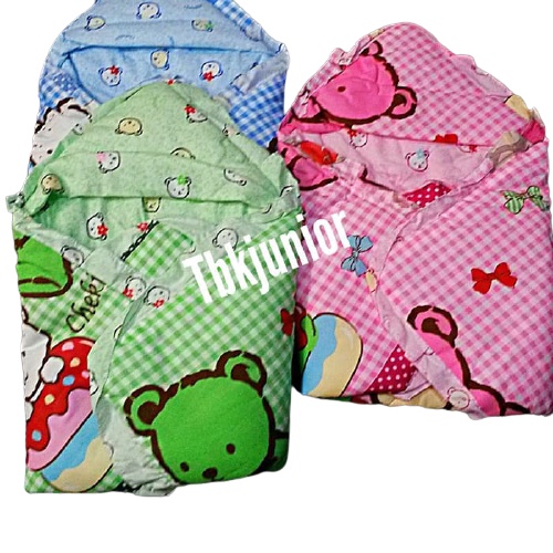 Selimut bayi topi newborn chekiddo  / Selimut bayi baru lahir topi motif katun