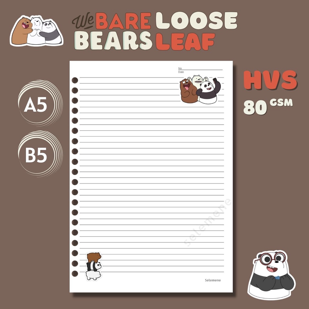 

Loose Leaf We Bare Bears HVS - Refill Binder WBB