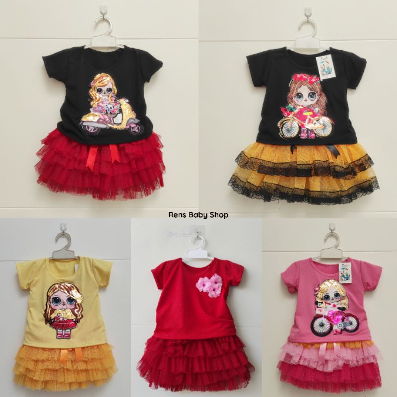 Setelan dress baju rok TUTU LOL anak bayi