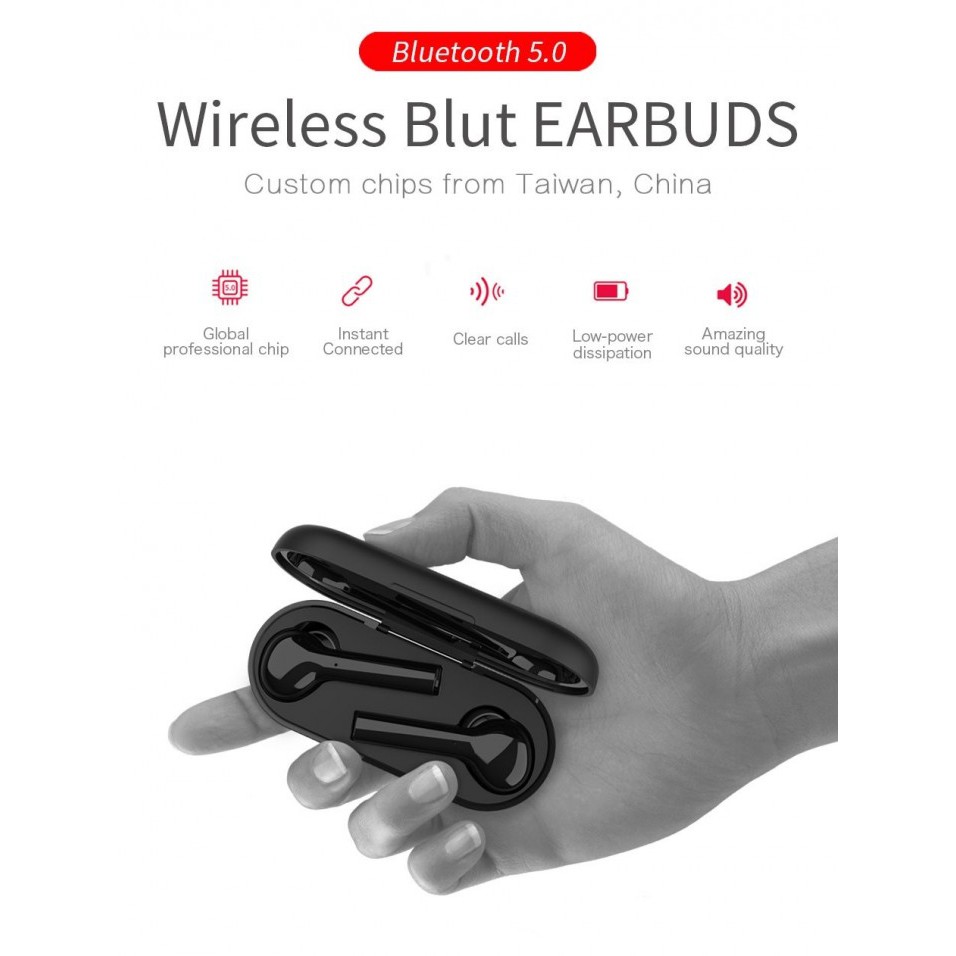 WIWU BACH I - Bluetooth 5.0 In-Ear TWS Earphone with Charging Case Bla