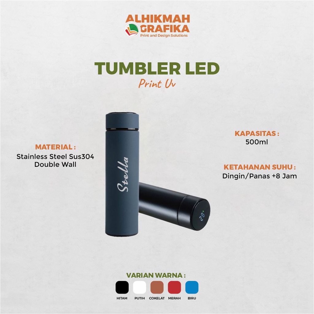 Jual Botol Tumbler LED Termos Custom cetak UV Berwarna Gambar atau Nama ...