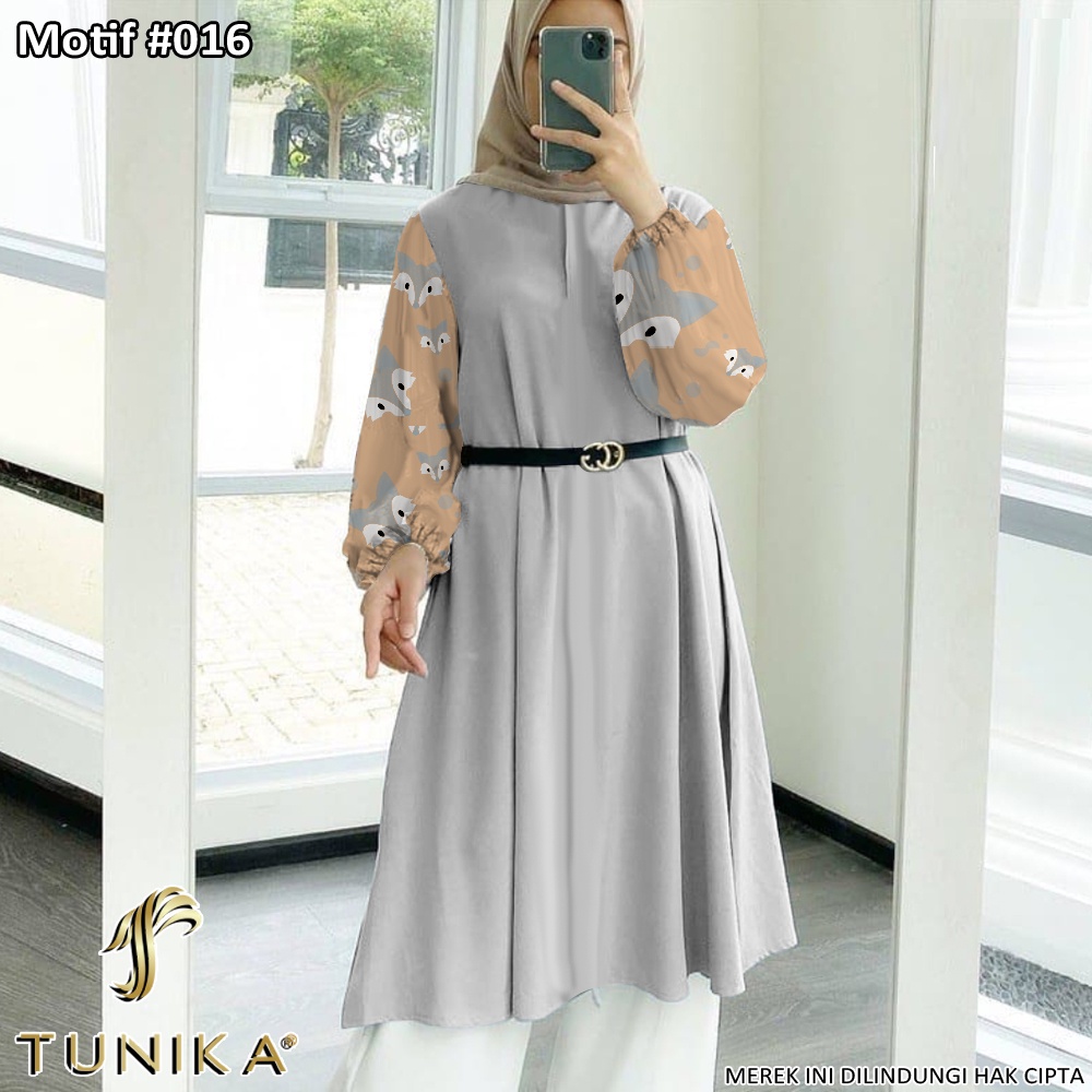 Tunik Jumbo - Gamis Wanita Kekinian - Baju Atasan Wanita - Bungaz Motif Gabungan - Lexoir-Bungaz 016 Abu