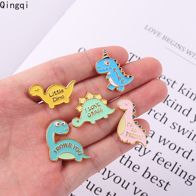 Bros Pin Enamel Desain Kartun Dinosaurus Dialog Untuk Anak