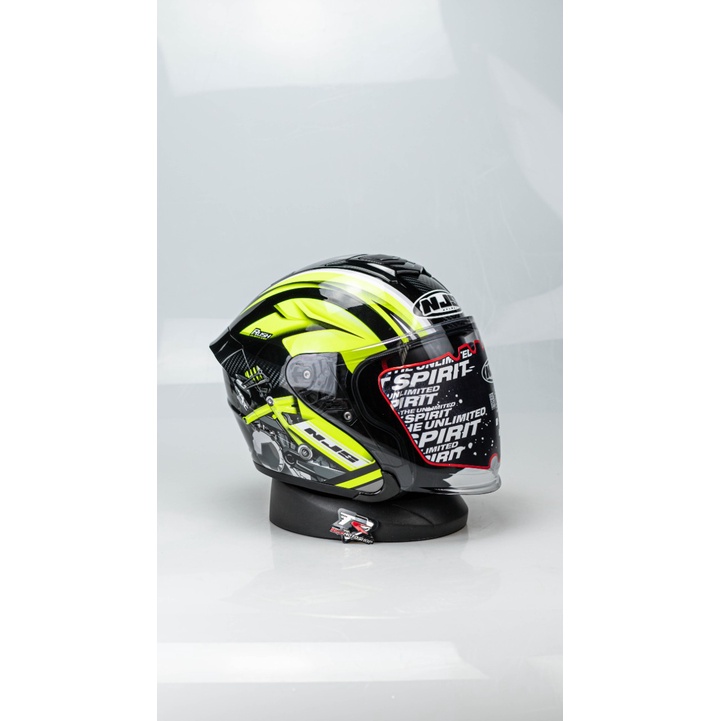 HELM MOTOR NJS KAIROZ RUSH BLACK YELLOW HITAM KUNING H/K GLOSSY ORI SNI HALF FACE