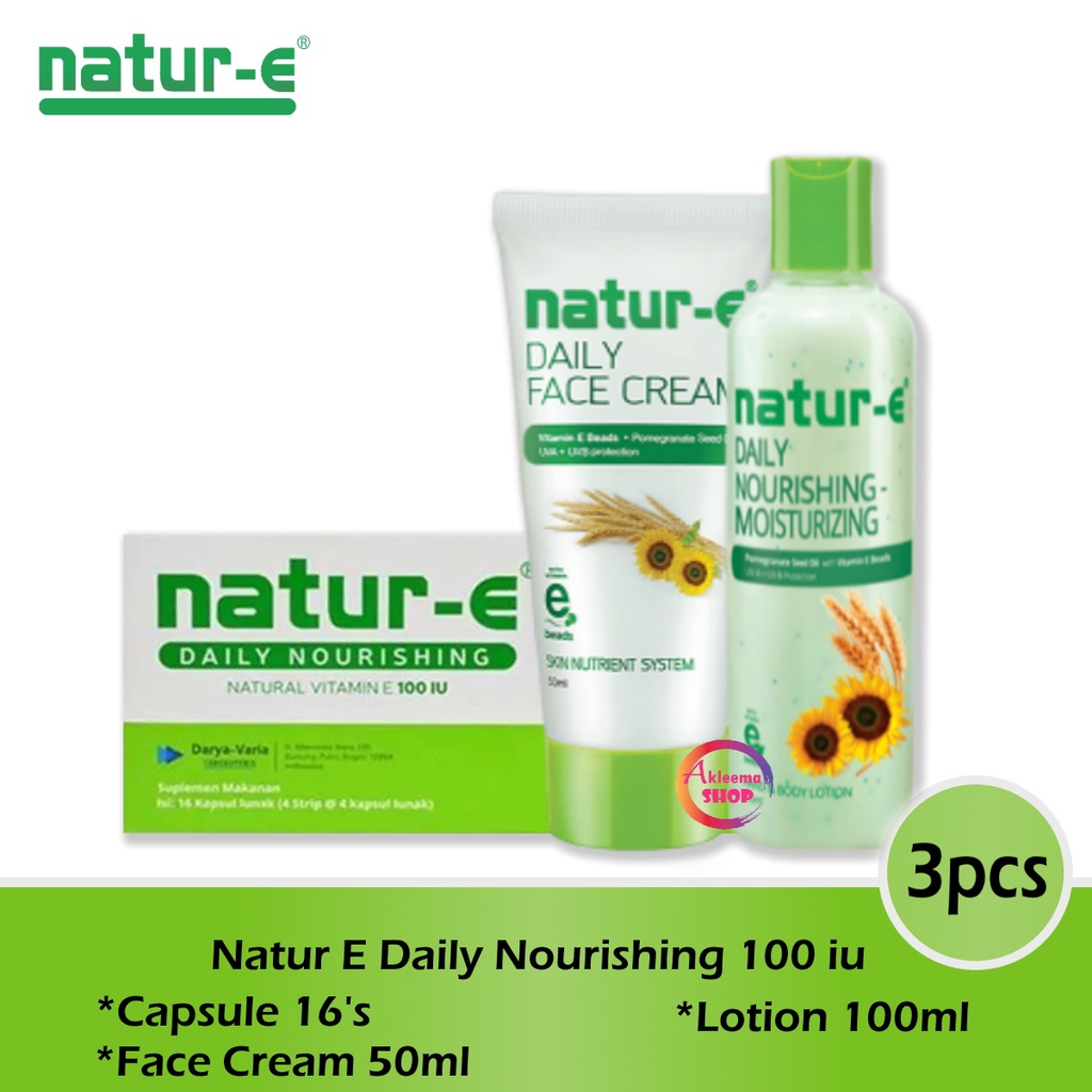 Paket HIJAU Natur e (face cream + Body Lotion +Capsule isi 16) -3pcs