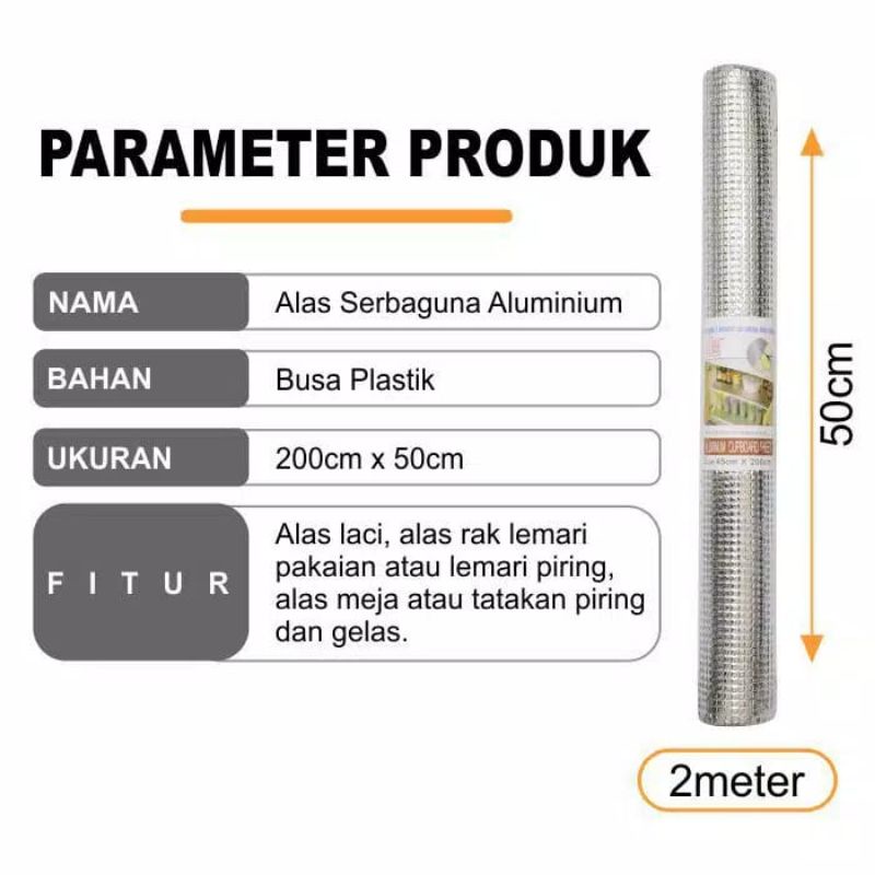 Medan Termurah Alas serbaguna silver aluminium Ukuran 45cm x 200cm