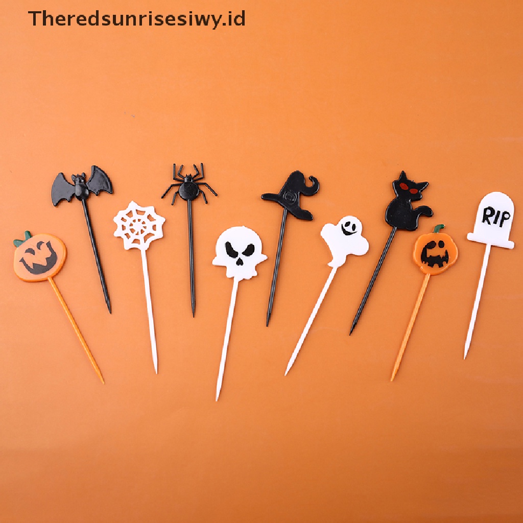 # Alat Pemotong Buah # 10pcs / Pak Tusuk Gigi Buah / Kue / Dessert Desain Halloween Untuk Anak