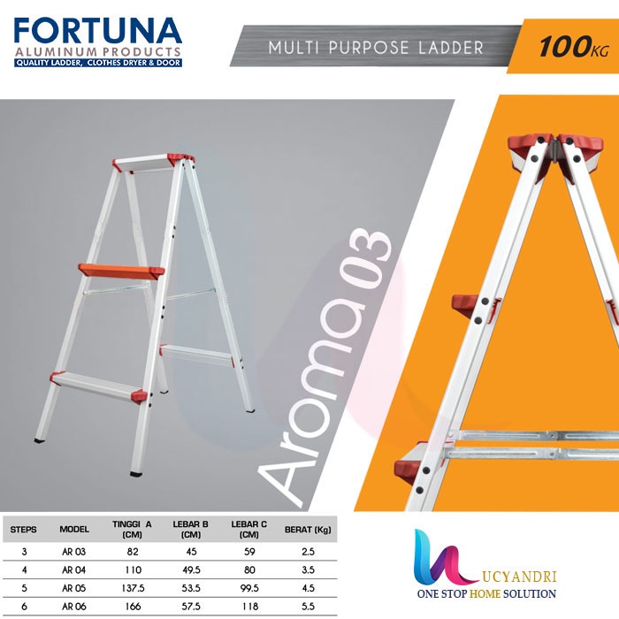 TANGGA LIPAT ALUMINIUM PREMIUM AROMA AR 03 MURAH TEBAL KOKOH BAGUS