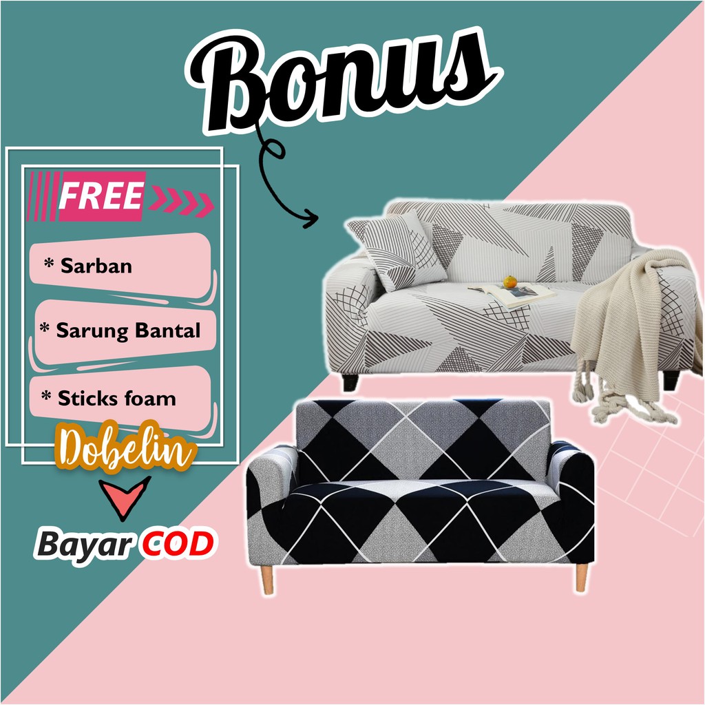 Cover Sarung Sofa Bed Sofabed Elastis Inoac 2 Seater 3 Seater Polos Furnitur Cover Stretch