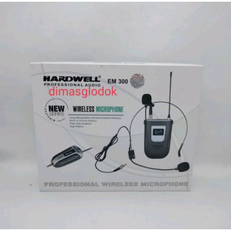 Mic Wireless isi 2 mic 1mic jepit clip on 1mic bando headset Hardwell Em300 Mikropon Em 300 Mikrofon