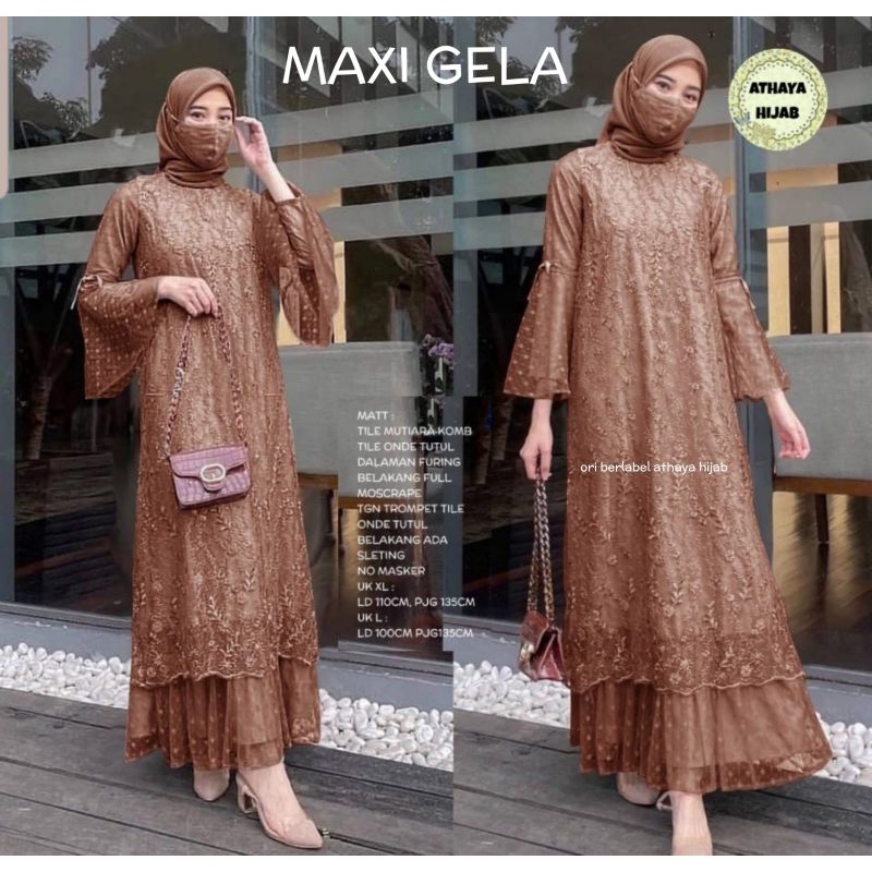 gamis kondangan bruklat tile gela maxi