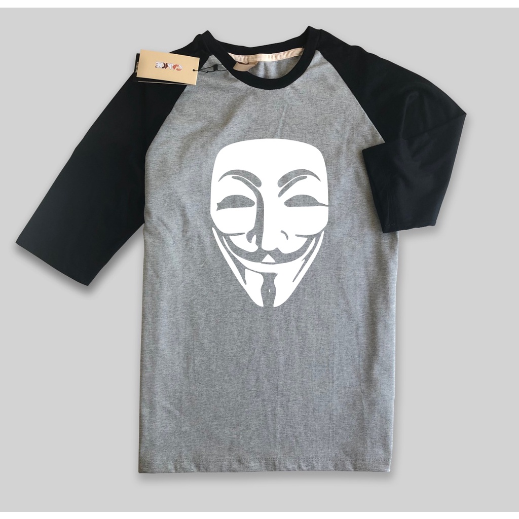 Kaos Raglan Anonymous Hacker Mask