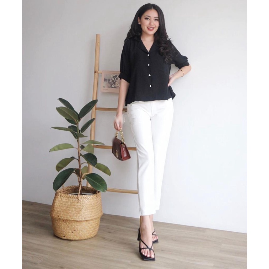 Basic id fashion COD kemeja wanita polos / Blouse wanita dylan