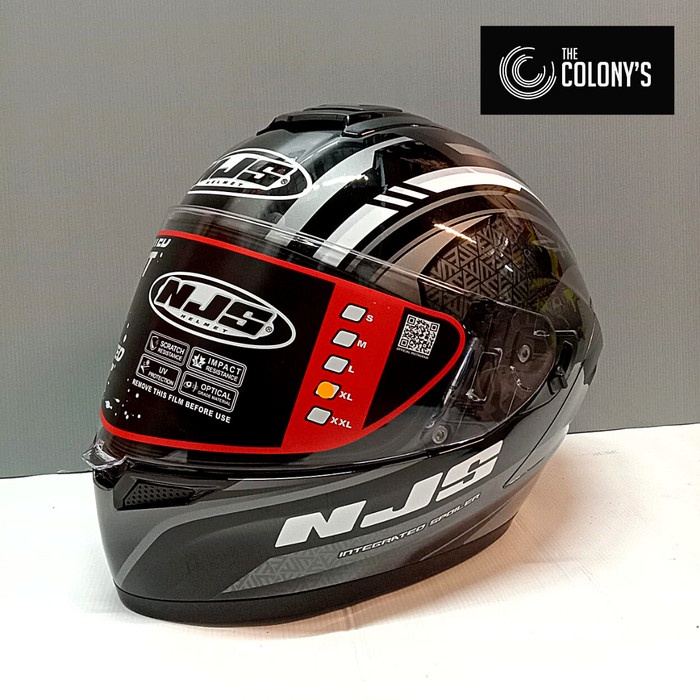HELM NJS ZX1 SPECTER BLACK DOFF SILVER DOUBLE VISOR FULLFACE NJS ZX-1