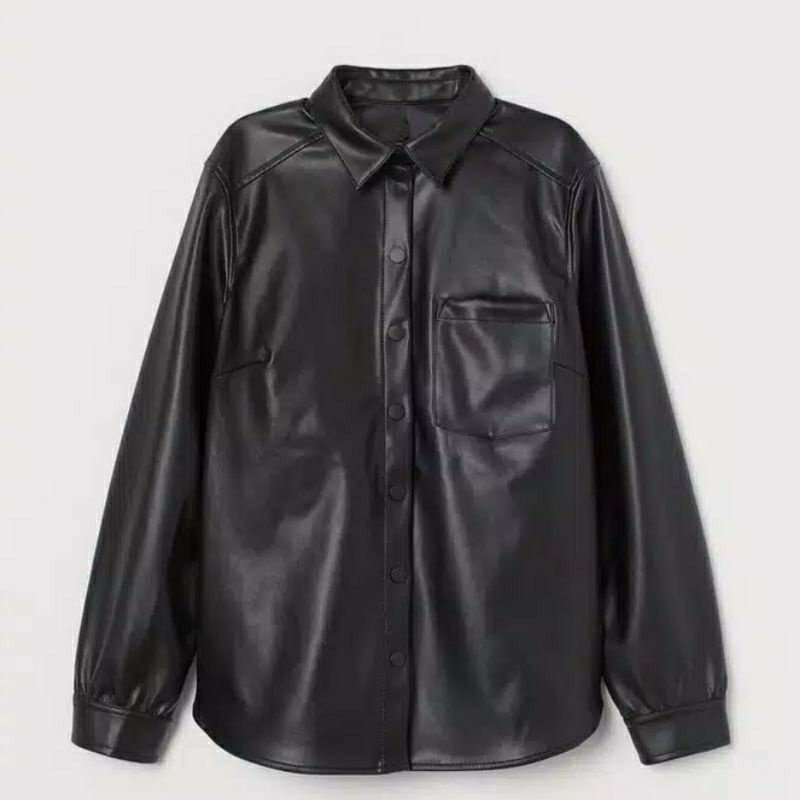 Leather Shirt Long Sleeves /Leather Jacket Woman /Atasan Kemeja Wanita Kulit