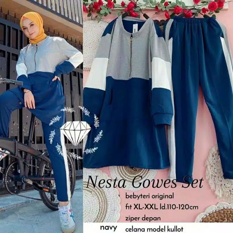 Baju Olahraga Perempuan Sepeda Setelan Muslim Olahraga Muslimah