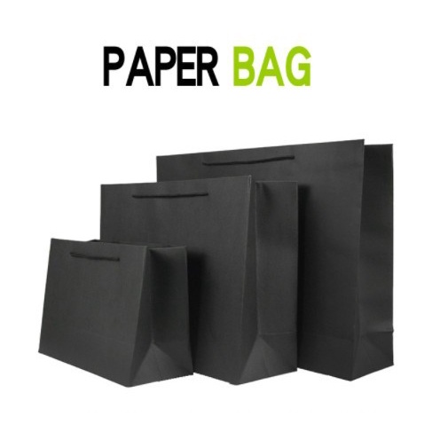 

TERBARU Paper Bag Kantong Kemasan Handle Jinjing Hitam XL Besar - 29cmx9cmx21cm