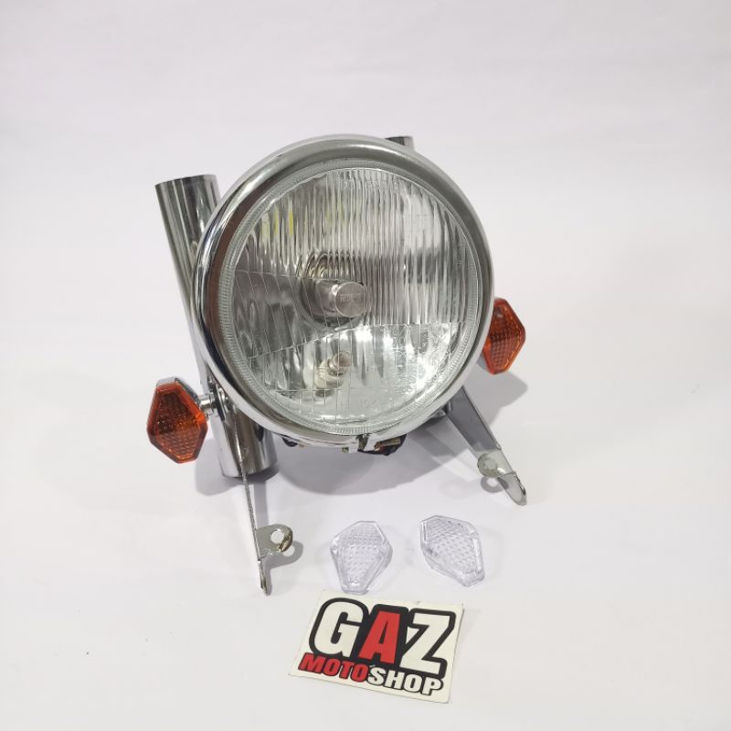Headlmap plus kupingan lampu depan CB k5 pangkon plat