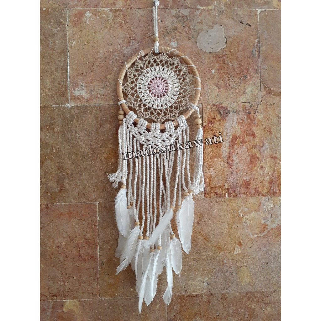 Dream catcher sulam rotan diameter 17cm panjang 60cm