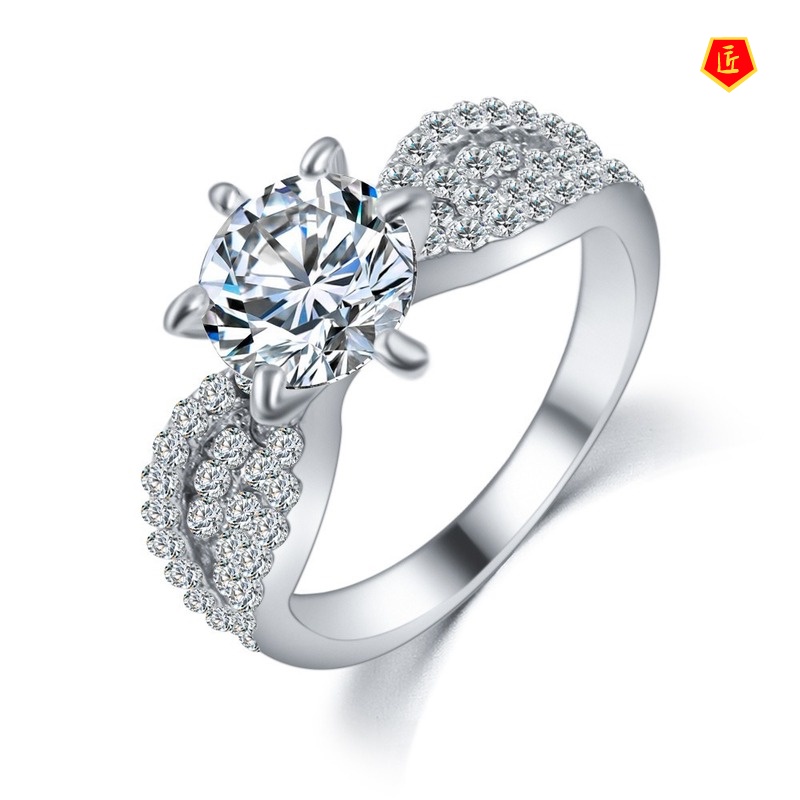 [Ready Stock]Women's Korean-Style Six-Claw Diamond Ring Fashion Personality