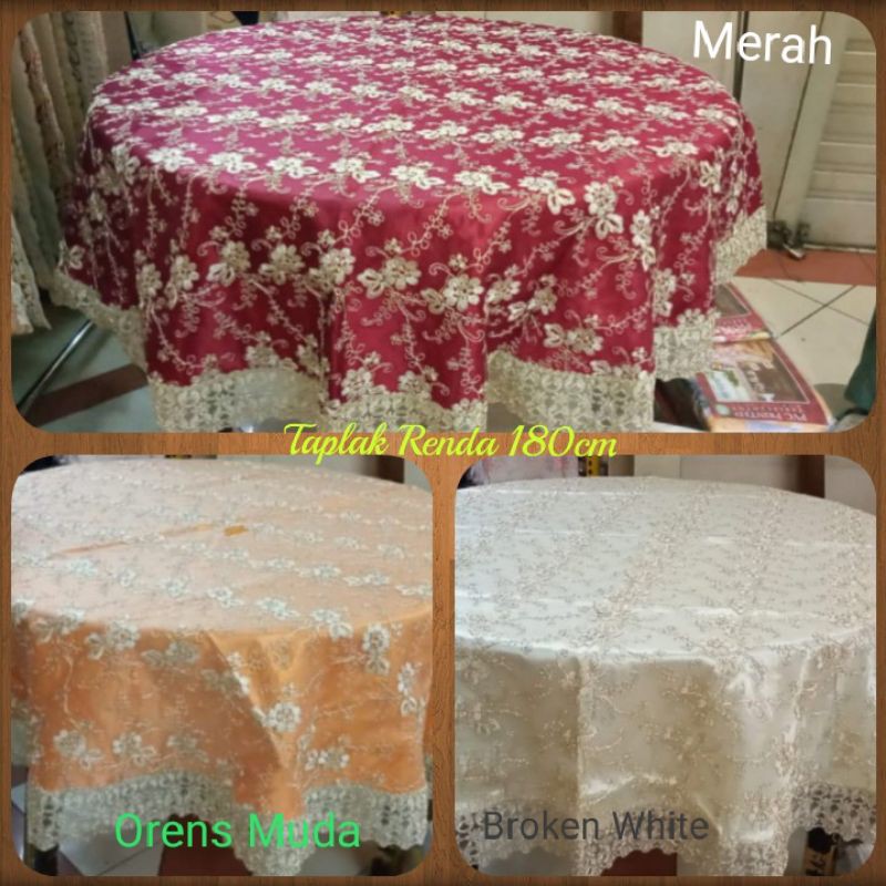 Taplak Meja Bundar Renda 180cm