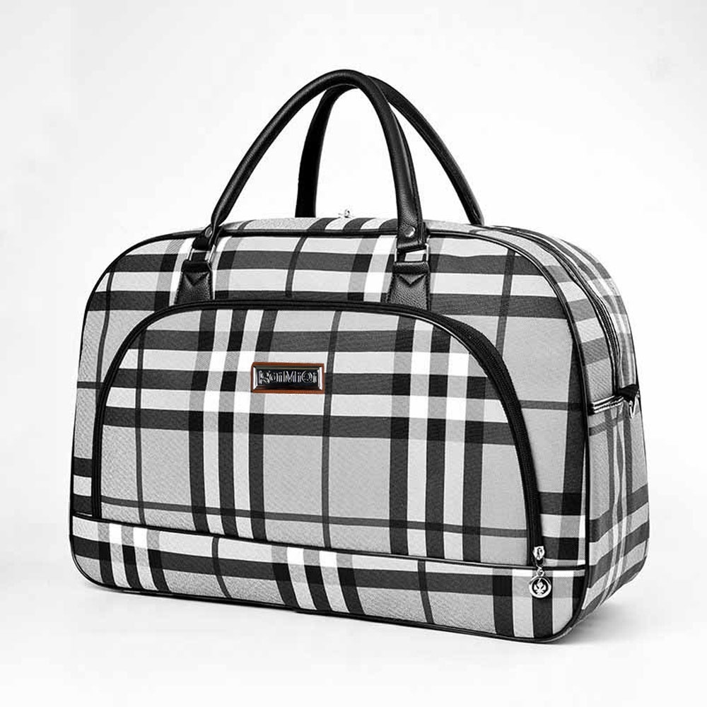 Tas Travel Jinjing Duffle Bag 20 Inch Model Black Gray Grid - CB001