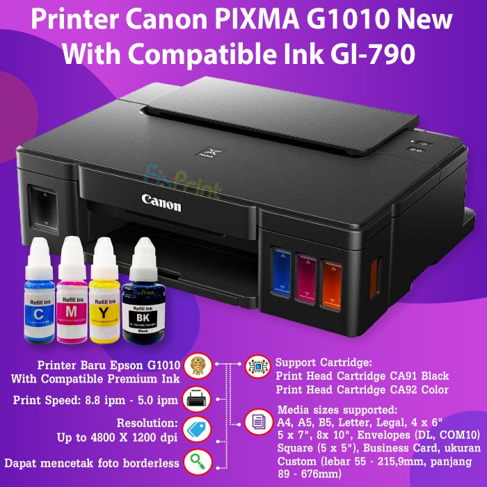 Printer Canon Pixma G1010 G 1010 Ink Tank Infus Inkjet Garansi Resmi Canon