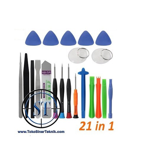 Obeng set Handphone 21 in 1 Opening Tools Reparasi Peralatan Service 21in1 Service Counter Iphone Hp