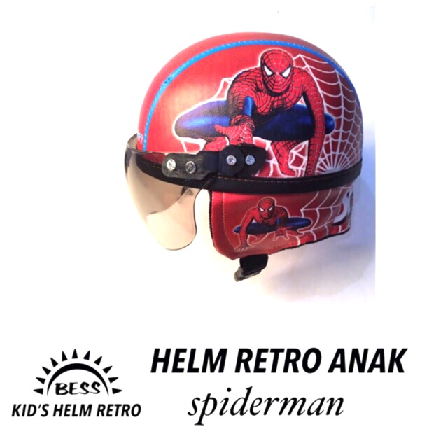 BESS - HELM RETRO ANAK HIGH QUALITY PRINTING MOTIF SPIDERMAN