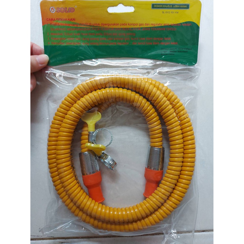 Selang Gas Design Khusus Anti Tikus + Cincin Klem Selang PAKET Merek SOLID tipe : SL-SYG 101-YW