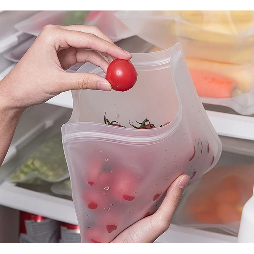 1PCS Silicone Food Leakproof Reusable Ziplock Shut Fresh  Storage Containers for Sandwich, Fruit, Snack, Vegetables,Marinate Meats,Cereal,Travel Items
