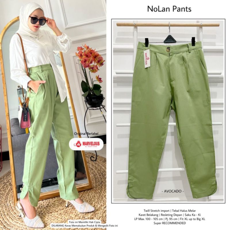 NOLAN PANTS BY MARVELOUS // CELANA BAGGY WANITA // Celana katun wanita strech