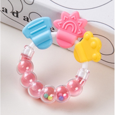 OSM - M626 Mainan Rattle Genggam Bayi Gigitan Empeng Buah Plastik / Teether Gelatin / Gigitan Bayi-Pink