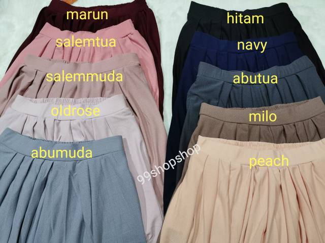 celana rok rempel kullot lebar payung premium bigsize