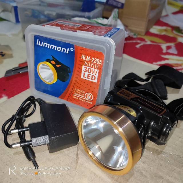 senter kepala 30 watt lumment LED kuning putih