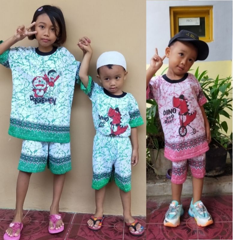 SETELAN ANAK KAOS BATIK MURAH(BISA COD)(FULL PRiN BERGAMBAR) BATIK / SETELAN KAOS MURAH