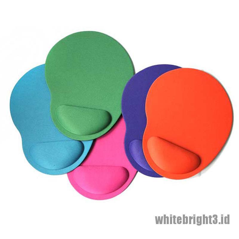 &lt; White3 &gt; 1pc Mouse Pad Dengan Bantalan Pergelangan Tangan Bahan EVA Warna Polos