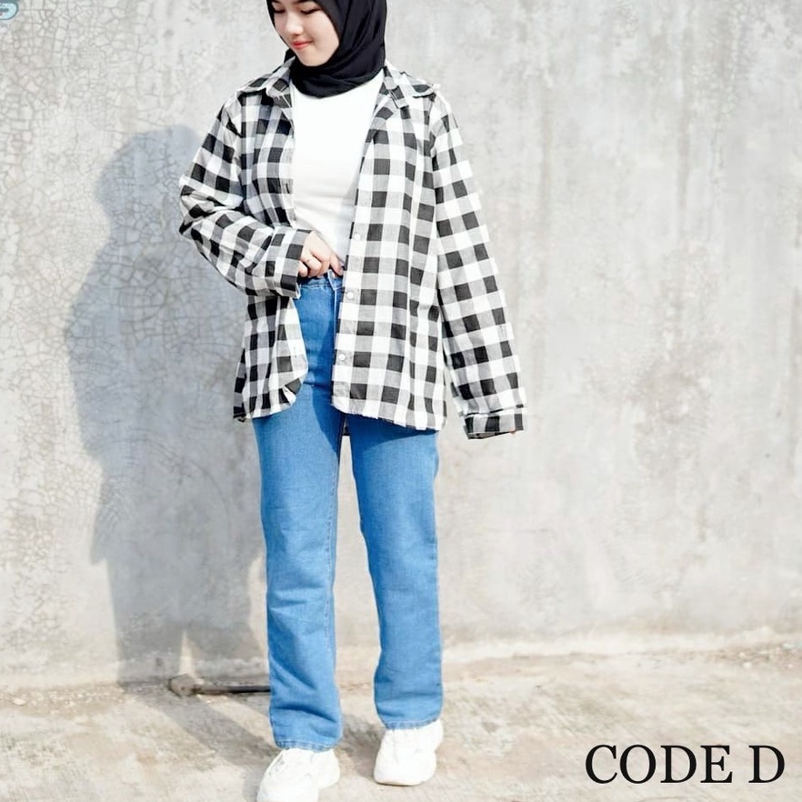 Tq88indonesia Fashion Kemeja Wanita Terbaru / Kem CHELSEA XXL OVERSIZE / Kemeja Kotak Wanita / Kemeja Lengan Panjang Cewek Kekinian / Ootd / Hem Kotak