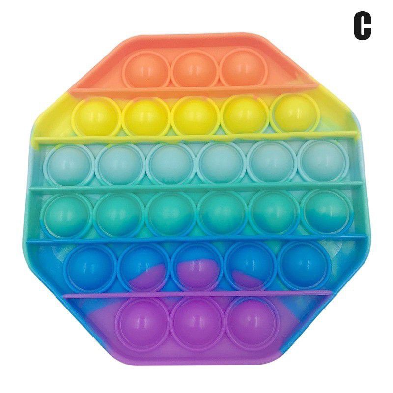 Pop It Tiktok Tas Mainan Sensory Fidget Pop It Toy-Octagon Rainbow