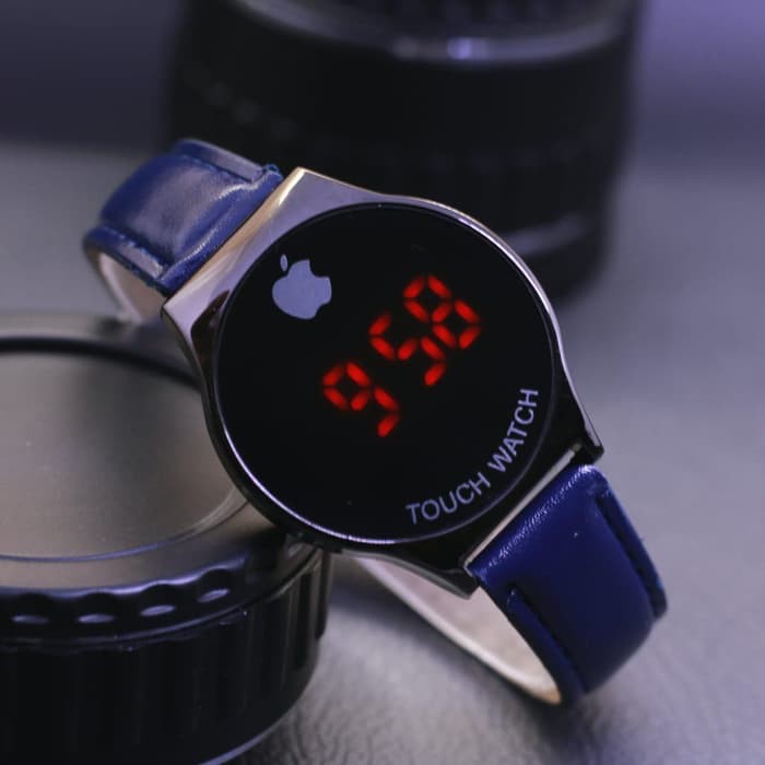 JAM TANGAN TOUCH LED BULAT PLAT HITAM SR02