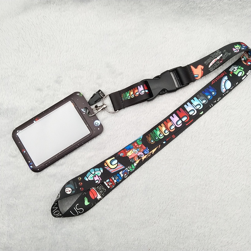 Space Leher Lanyard ID Card Lengan Pemegang 3D Gantungan Kunci Sling untuk Ponsel Case ID Kartu Lencana Aksesoris Kunci dengan Klip Gesper dan Pesona Hard Card Case