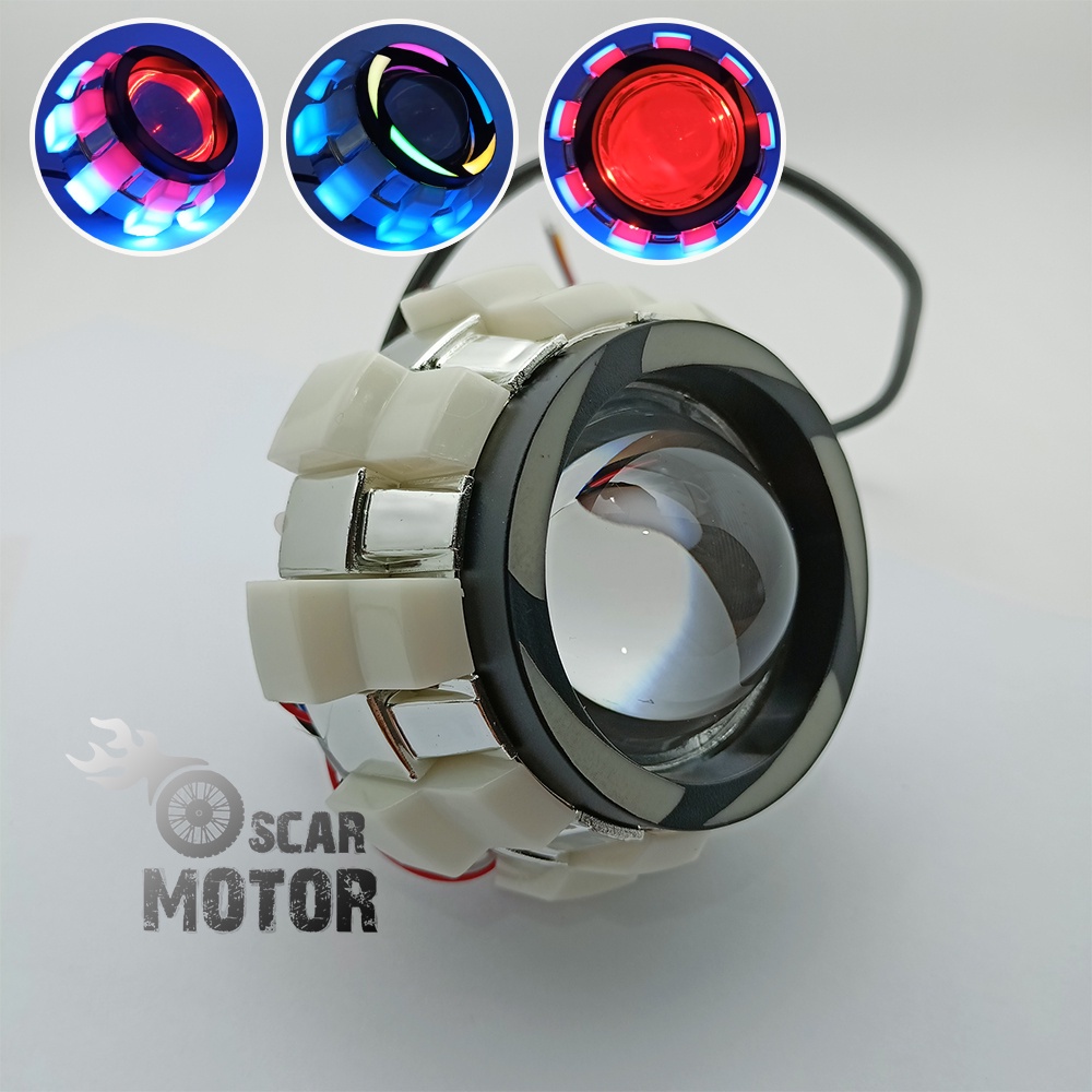 PROJIE LED V10 RAINBOW LAMPU UTAMA DEPAN MOTOR RUNNING AND FLASH NEW motor motor