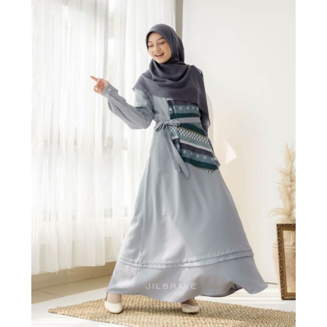KIARA DRESS JILBRAVE | Gamis Syari Kekinian Motif Tribal Cantik dan Flowy