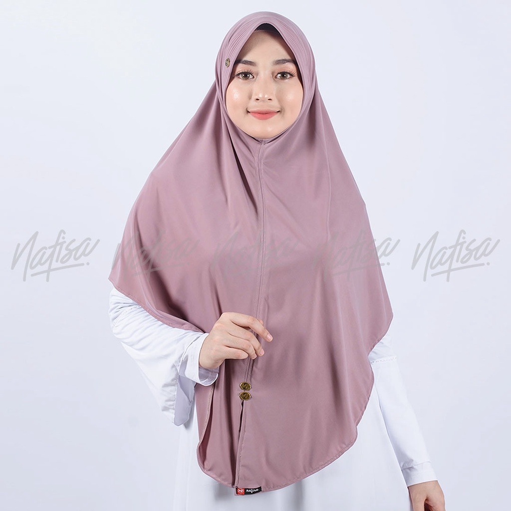 Jilbab Instan Bergo Syar'i Nafisa RETANIA | Kerudung Bergo Pad Kecil Hijab Instan Jumbo Polos Nafisa Original-Ebinory