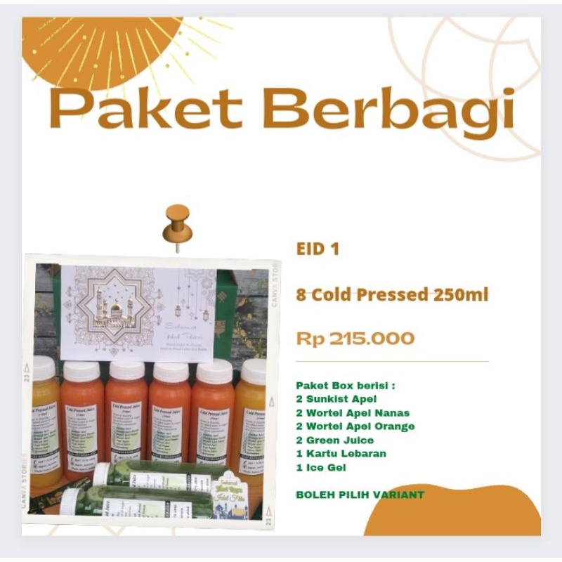 Hampers 8 Cold Pressed Juice 250ml (Bebas Pilih Variant)