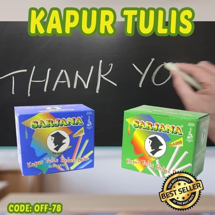 Baru Blackboard Chalk - Kapur Tulis Putih Dan Warna Isi 50 Batang