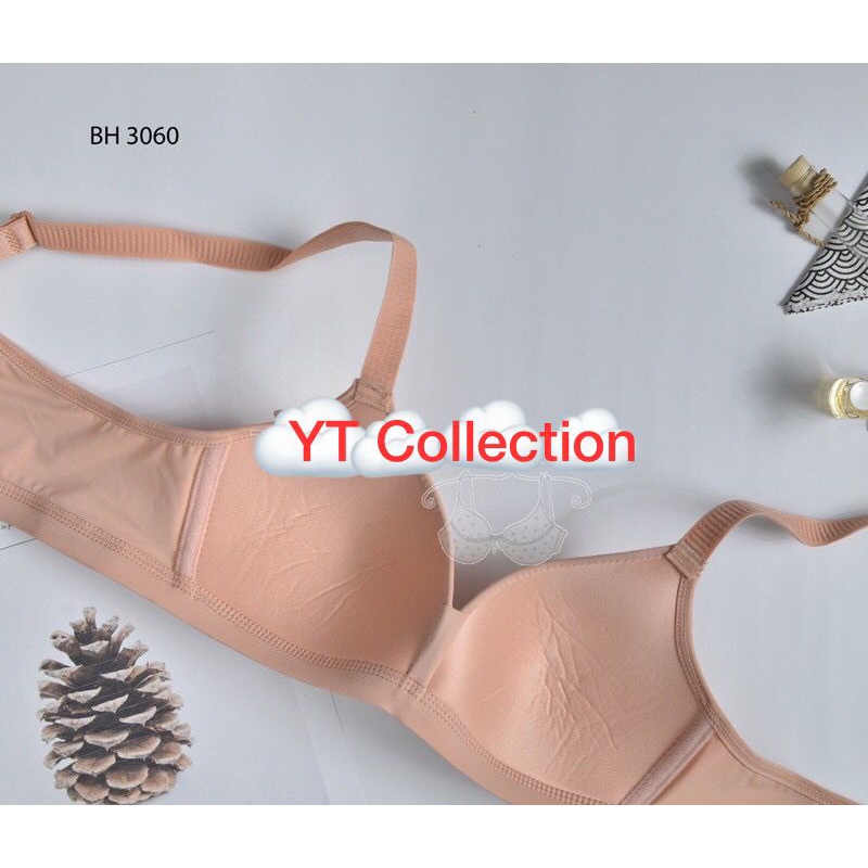 NEW !! TALLY Bra Tanpa Kawat Bahan Licin Busa Tipis Kait 3 Cup B Bh Harian Nyaman BH 3060 Polos  | BH TALLY BARU - SIZE 36 38 40 - CUP B - ARA98STORE