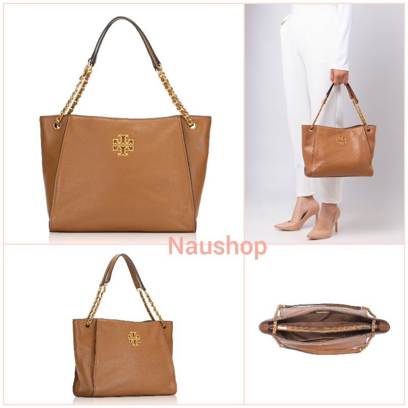 TORY BURCH TB Britten Small Slouchy Tote Bark